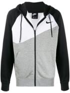 Nike Colour-blocked Logo Zip-up Hoodie - Grey