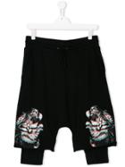 Marcelo Burlon County Of Milan Kids Tiger Head Layered Shorts - Black