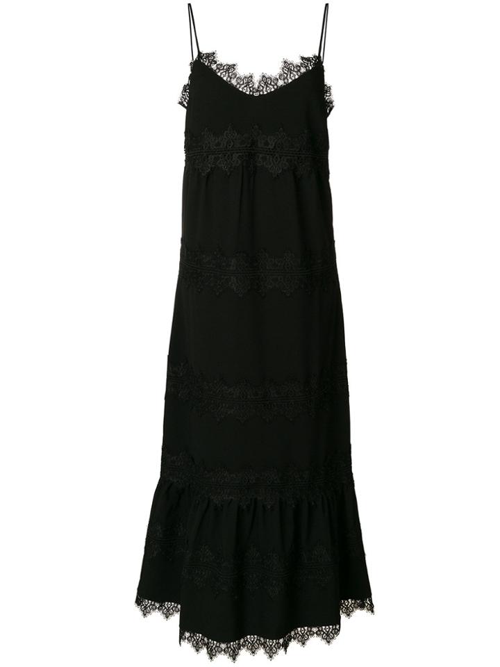 Ganni Lace Appliqué Dress - Black