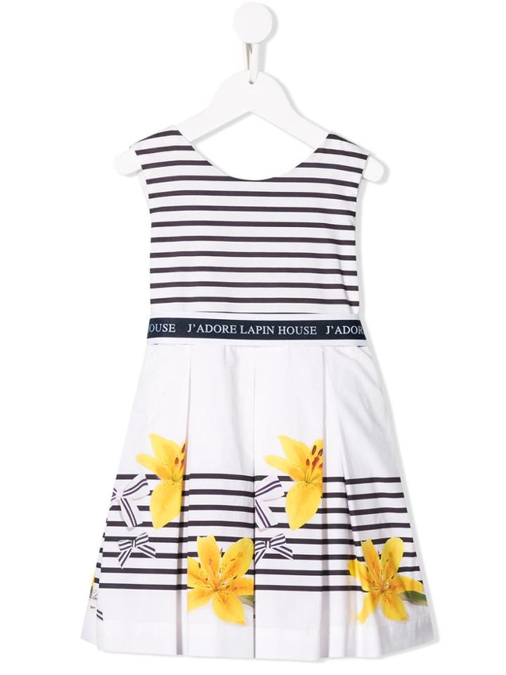 Lapin House Striped Flared Dress - White