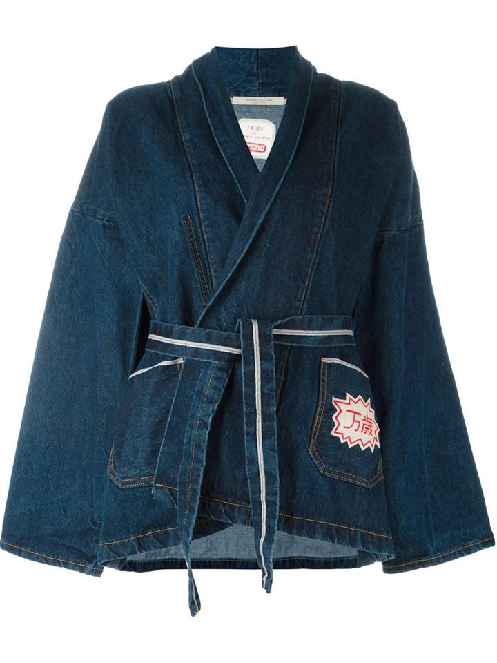 Ermanno Gallamini Robot Patch Denim Kimono Jacket