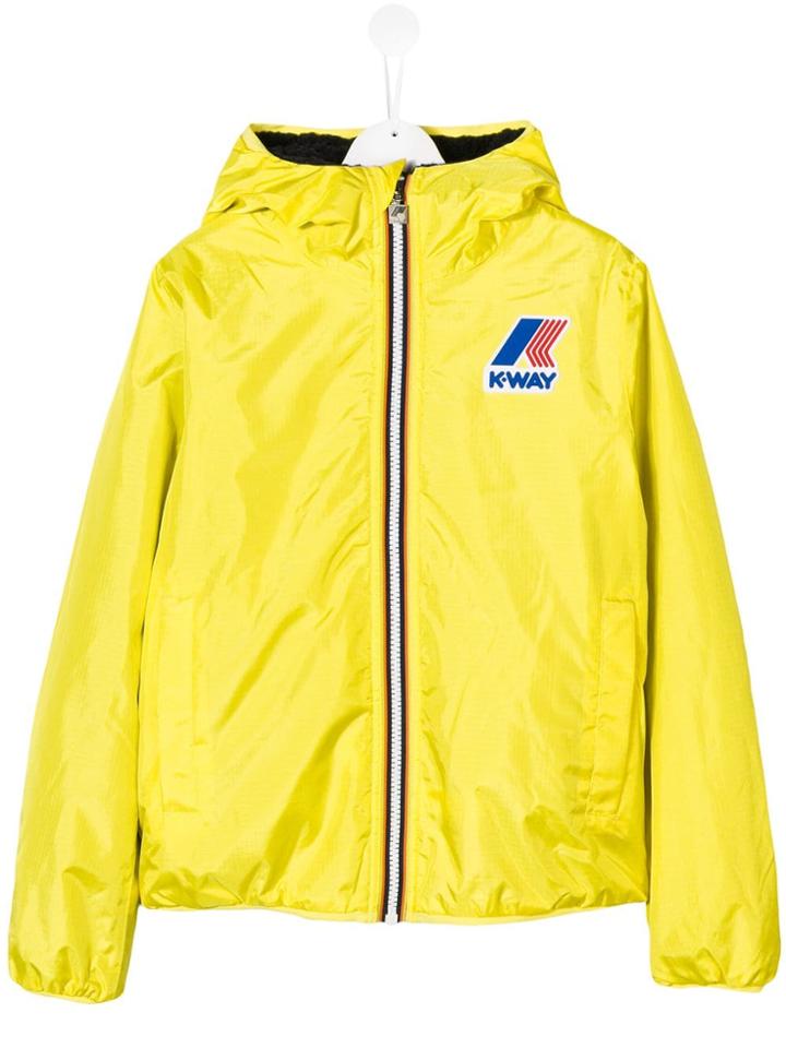 K Way Kids Teen Logo Zipped Hoodie - Yellow & Orange