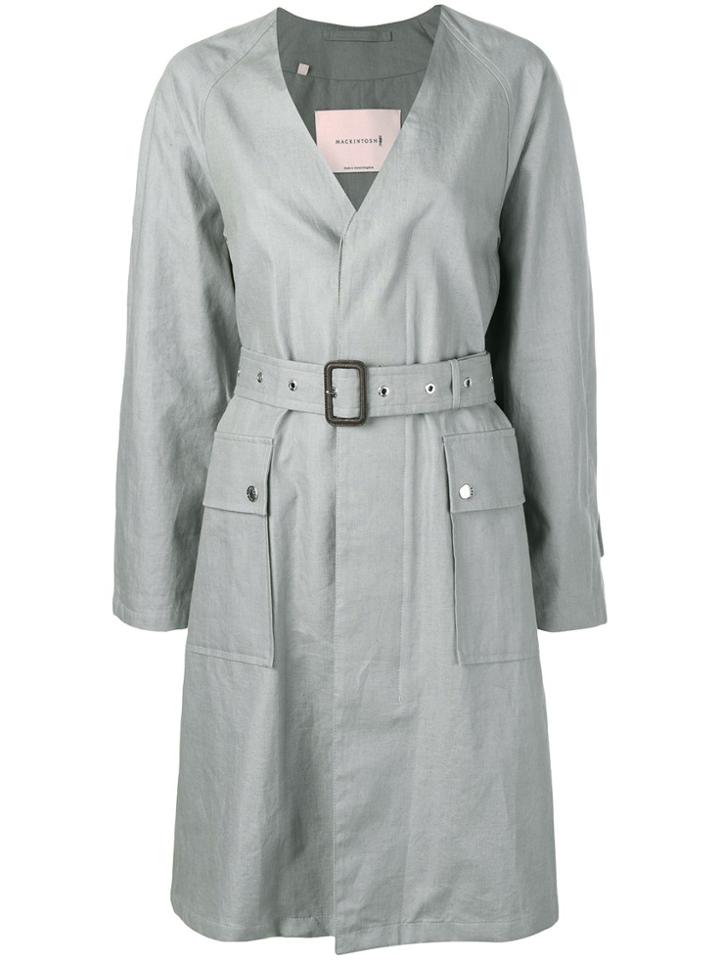 Mackintosh Slate Linen V-neck Coat Lm-096b - Grey