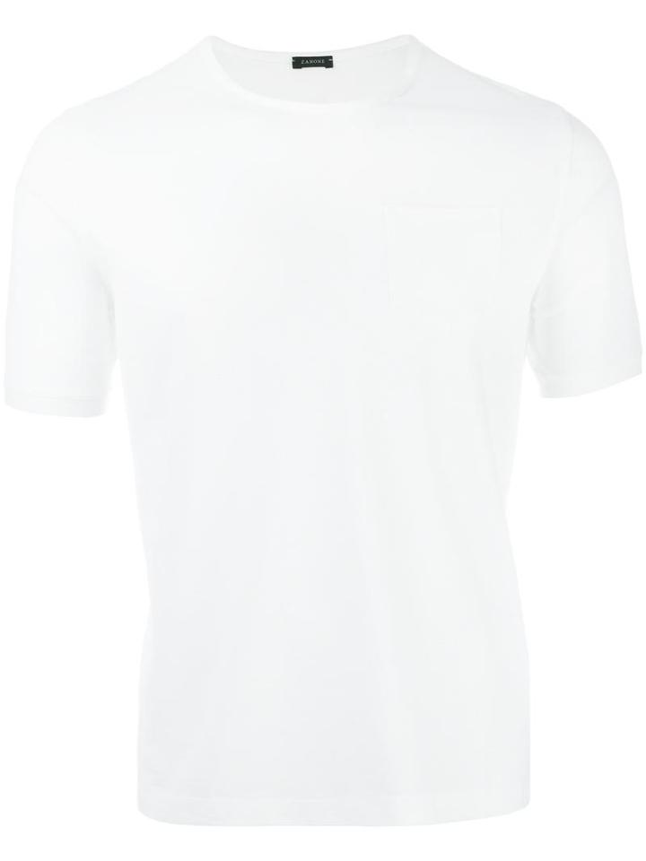 Zanone Chest Pocket T-shirt, Men's, Size: 50, White, Cotton