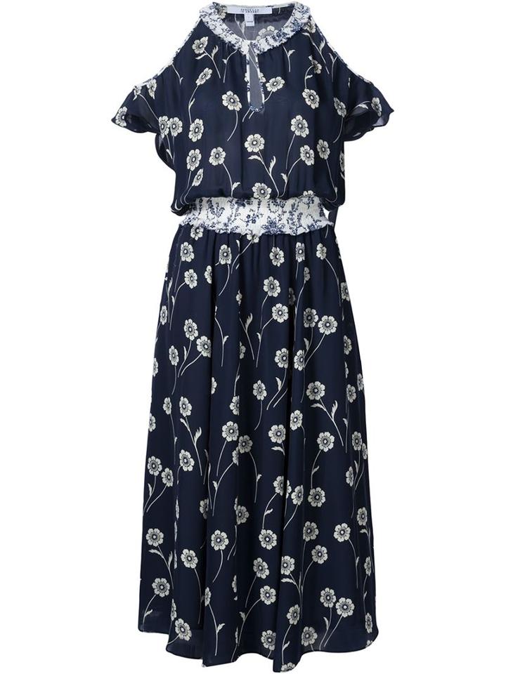 Derek Lam 10 Crosby Floral Print Dress, Women's, Size: 6, Blue, Polyester/silk