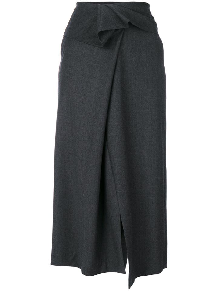 Enföld Twisted Wrap Front Skirt - Grey