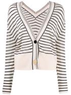 Forte Forte Striped Loose-fit Cardigan - Neutrals