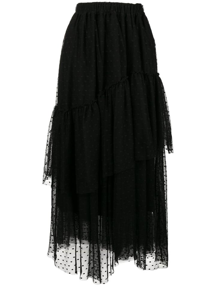 Twin-set Asymmetric Polka Dot Skirt - Black
