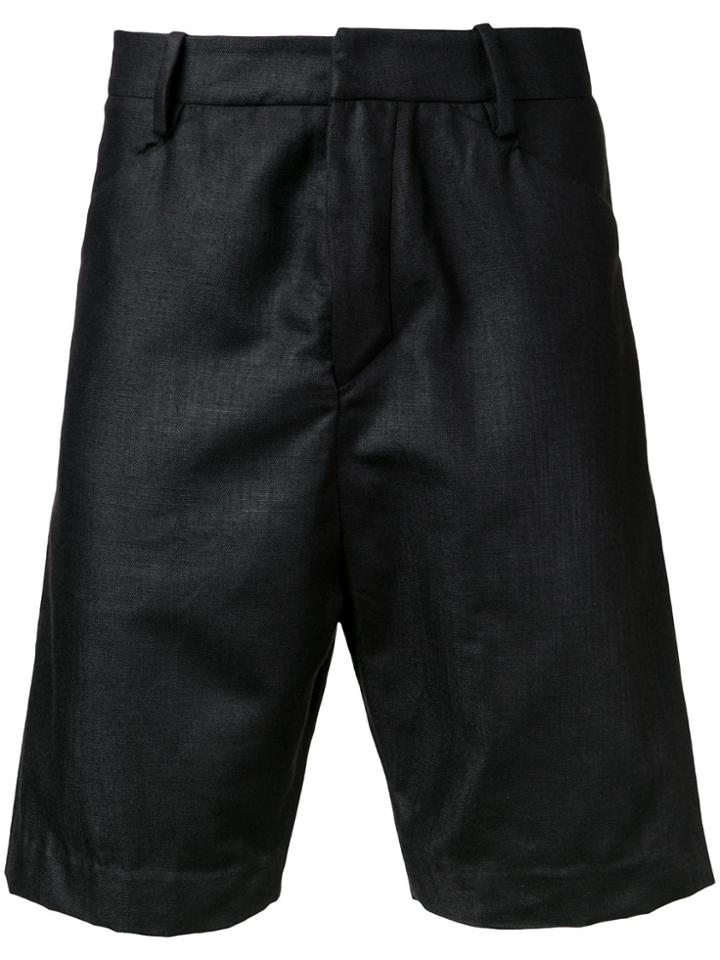 A New Cross Tailored Shorts With Belt Loops - Black