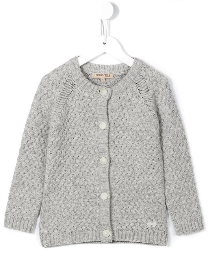 Hucklebones London Chunky Basket Weave Cardigan, Girl's, Size: 10 Yrs, Grey