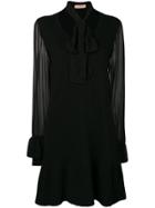 Twin-set Tie Neck Shift Dress - Black