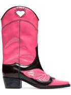 Ganni Pink And Black Marlyn 45 Leather Cowboy Boots