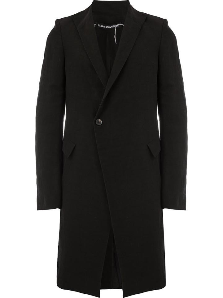 Cedric Jacquemyn Off-centre Button Coat - Black