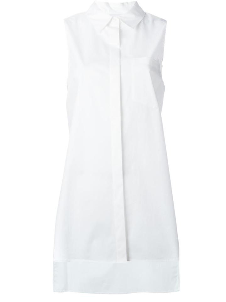 Dkny Cross Back Sleeveless Shirt, Women's, Size: Medium, White, Cotton/spandex/elastane