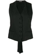 Styland Pinstripe Buttoned Waistcoat - Black