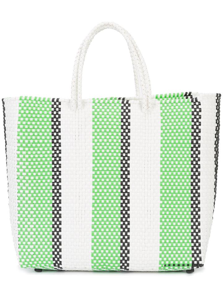Truss Nyc - Striped Tote Bag - Women - Polypropylene - One Size, White, Polypropylene