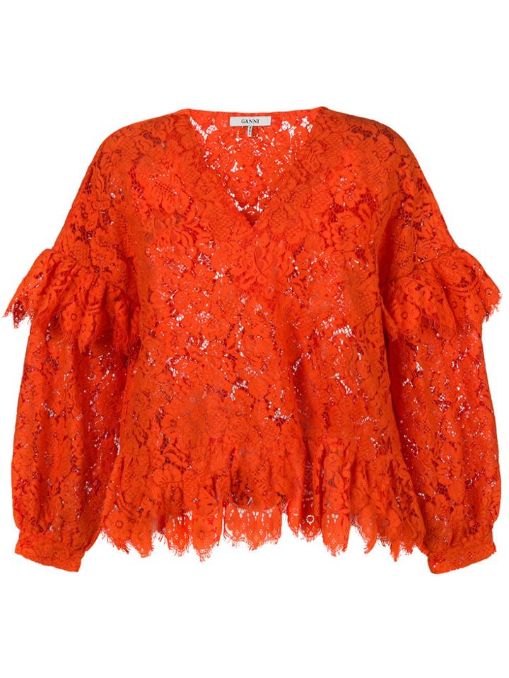 Ganni Jerome Lace Blouse - Yellow & Orange