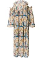 Semicouture Shirred Off The Shoulder Floral Maxi Dress - Multicolour