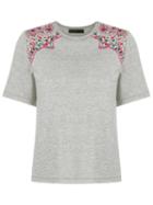 Talie Nk Embroidered Top, Women's, Size: P, Grey, Cotton/polyester