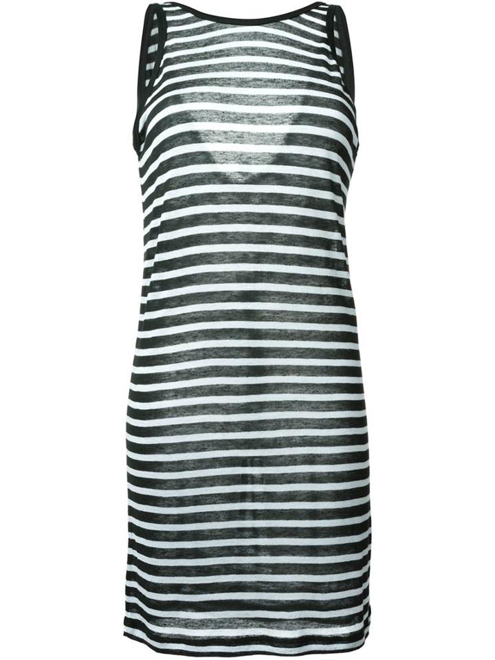 T By Alexander Wang Striped Tank Dress, Women's, Size: Xs, Green, Rayon/linen/flax