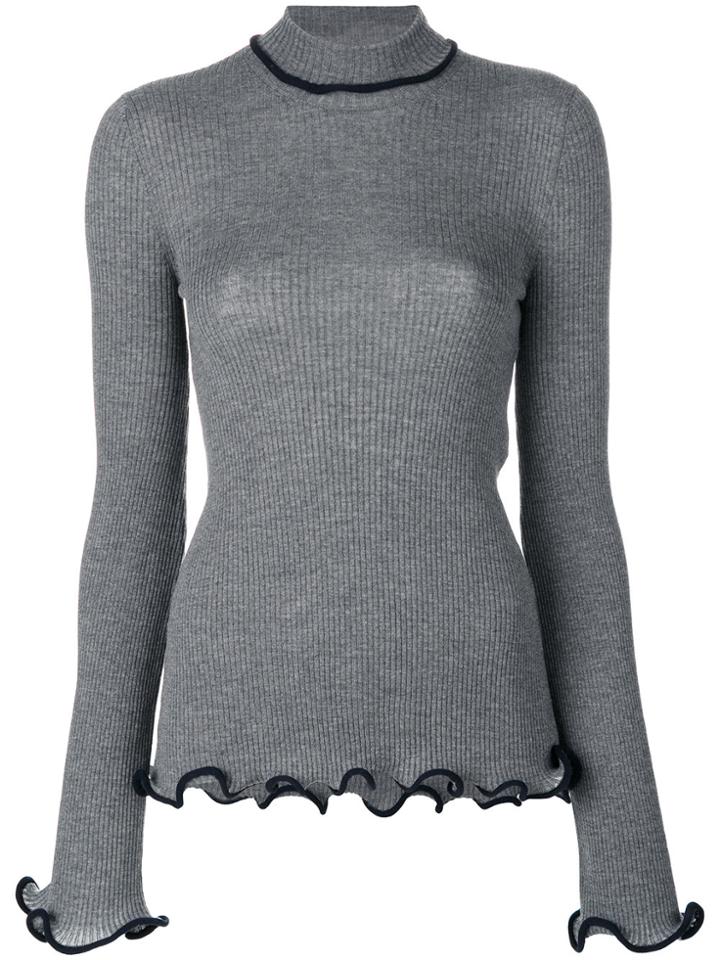 Stella Mccartney Ruffle Trimmed Turtleneck Knit - Grey