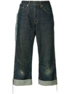 Tiger In The Rain Side Embellished Asymmetric Jeans - Blue