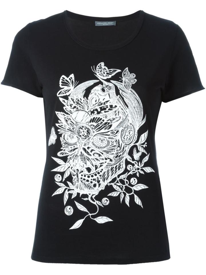 Alexander Mcqueen Butterfly And Floral Skull T-shirt, Women's, Size: 40, Black, Cotton