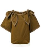 Chloé - Tie Shoulder Blouse - Women - Cotton - 38, Brown, Cotton