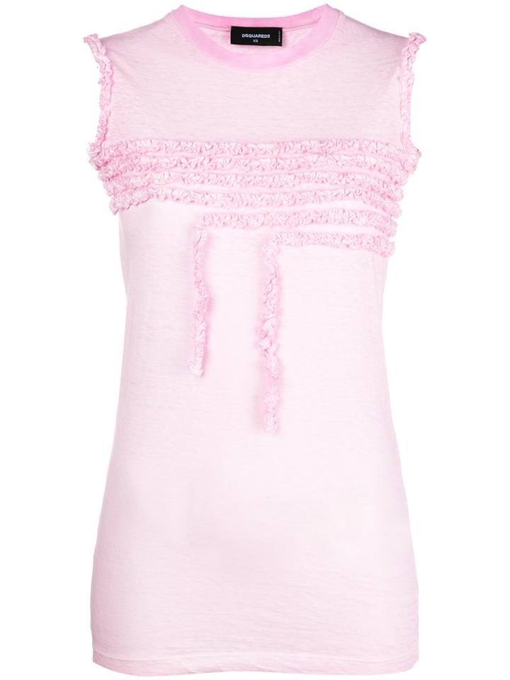 Dsquared2 Frill-embroidered Tank Top - Pink & Purple