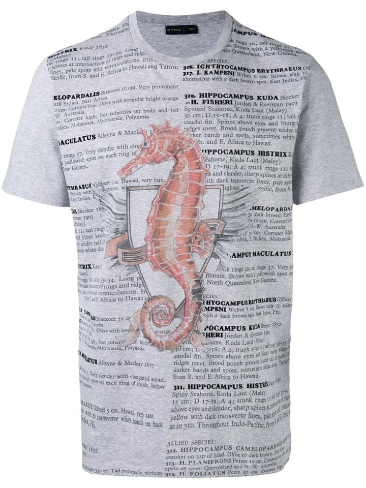 Etro Seahorse Print T-shirt - Grey