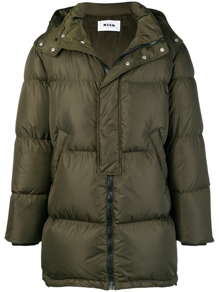 Msgm Oversized Padded Jacket - Green