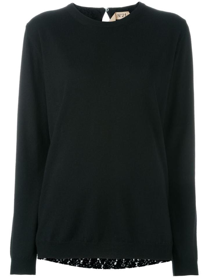 No21 Round Neck Jumper, Women's, Size: 36, Black, Silk/acetate/virgin Wool