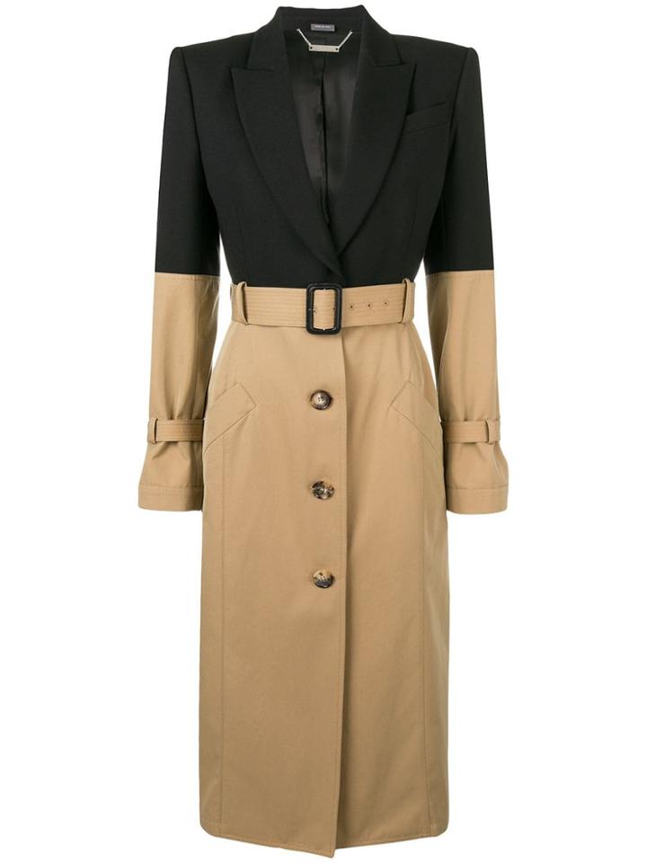 Alexander Mcqueen Trenchcoat With Peaked Shoulders - Black