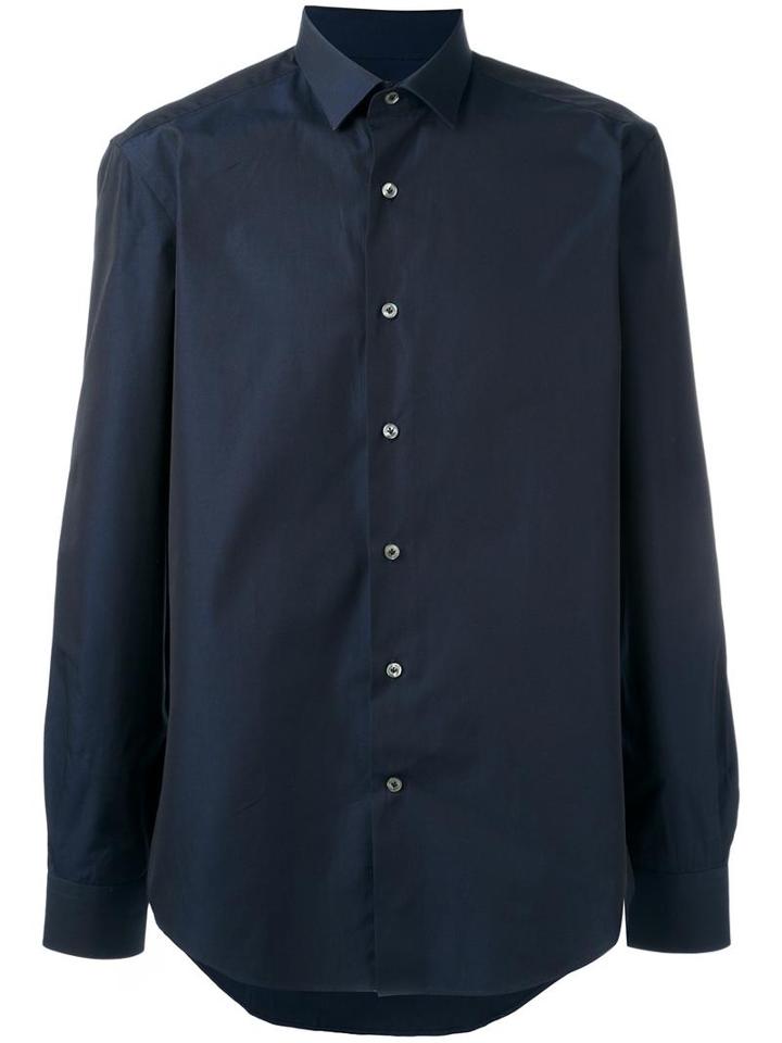 Lanvin Slim Fit Poplin Shirt, Men's, Size: 39, Blue, Cotton