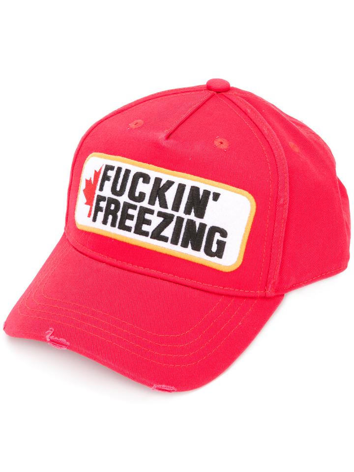 Dsquared2 - Fuckin' Freezing Patch Baseball Cap - Men - Cotton - One Size, Red, Cotton