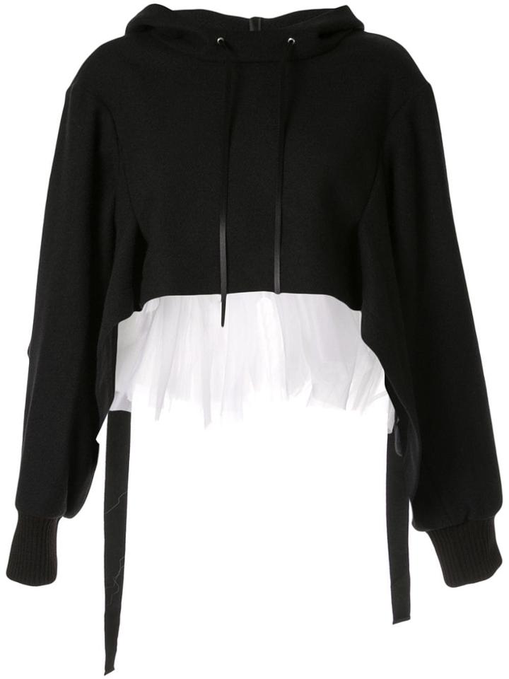 Shanshan Ruan Voile-panelled Hoodie - Black