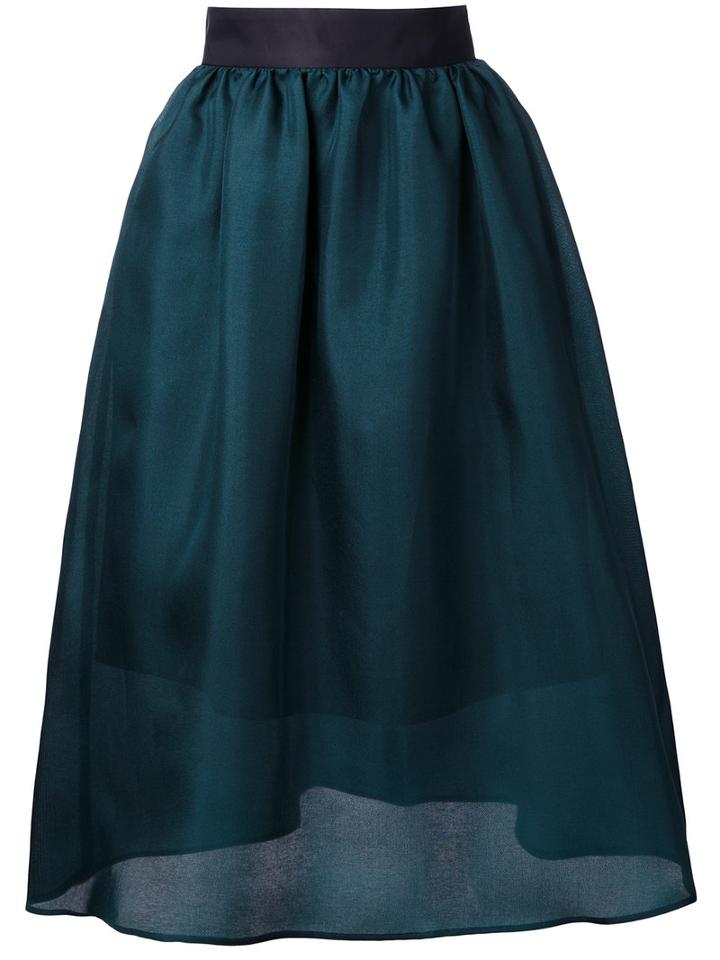 Le Ciel Bleu Midi Full Skirt, Women's, Size: 36, Green, Silk