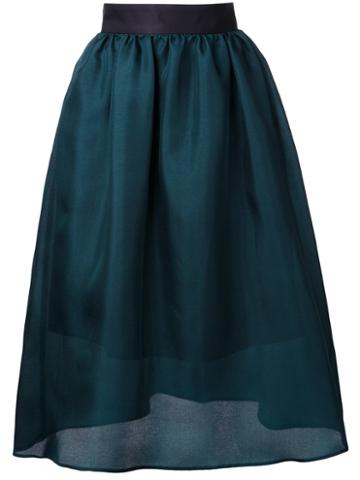 Le Ciel Bleu Midi Full Skirt, Women's, Size: 36, Green, Silk