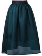 Le Ciel Bleu Midi Full Skirt, Women's, Size: 36, Green, Silk