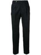 Entre Amis Creased Tapered Trousers - Black