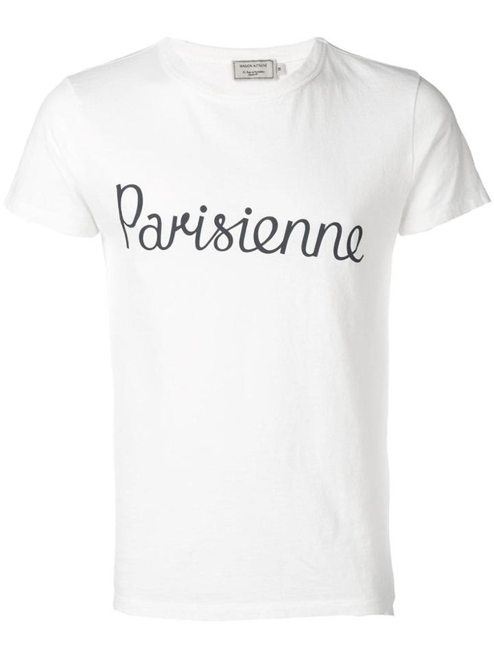 Maison Kitsuné Parisienne-print T-shirt - White