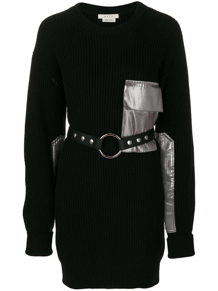 Alyx Ribbed Belted Dress - Black
