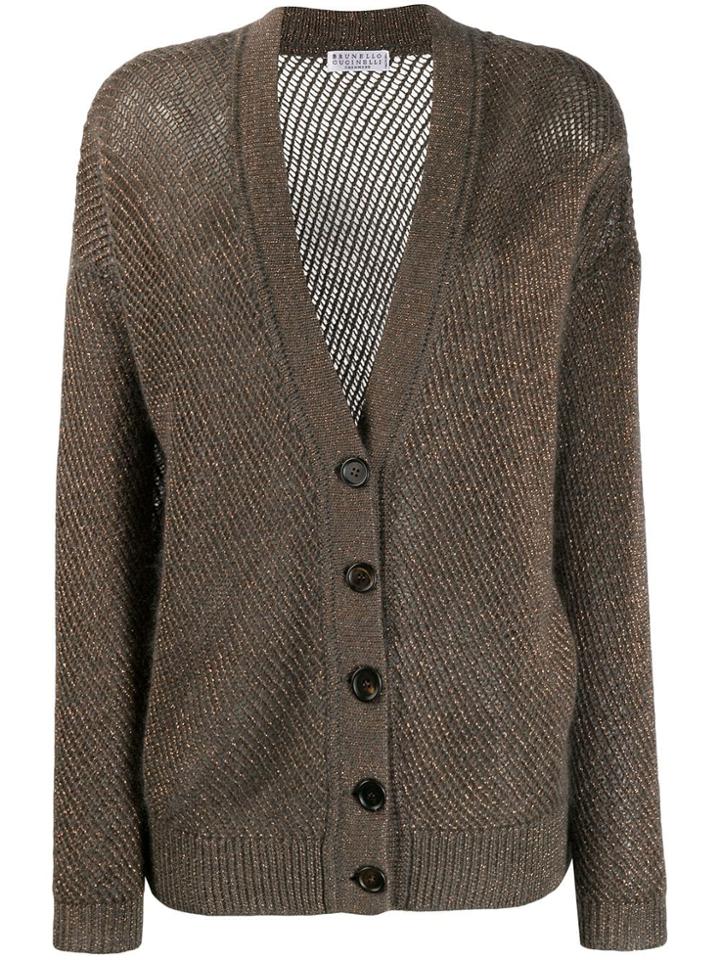 Brunello Cucinelli Knitted Twill Cardigan - Green
