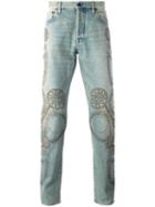 Valentino Studded Straight-leg Jeans, Men's, Size: 29, Blue, Cotton/polyester