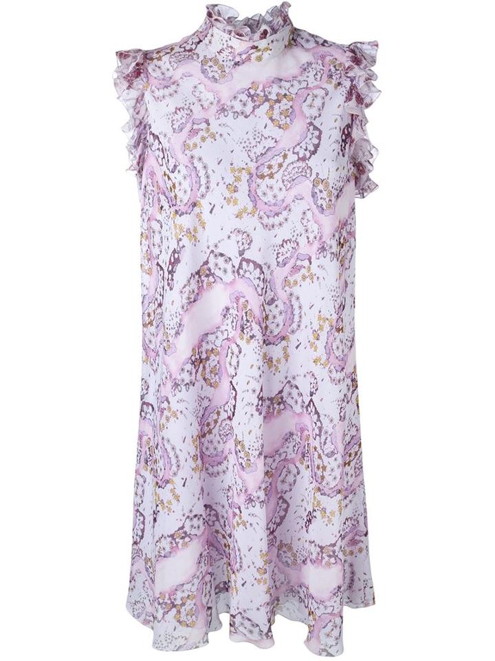 Giambattista Valli Ruffle Trim Details Floral Print Shift Dress