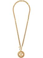 Chanel Pre-owned 1980's Logo Medallion Long Necklace - Gold