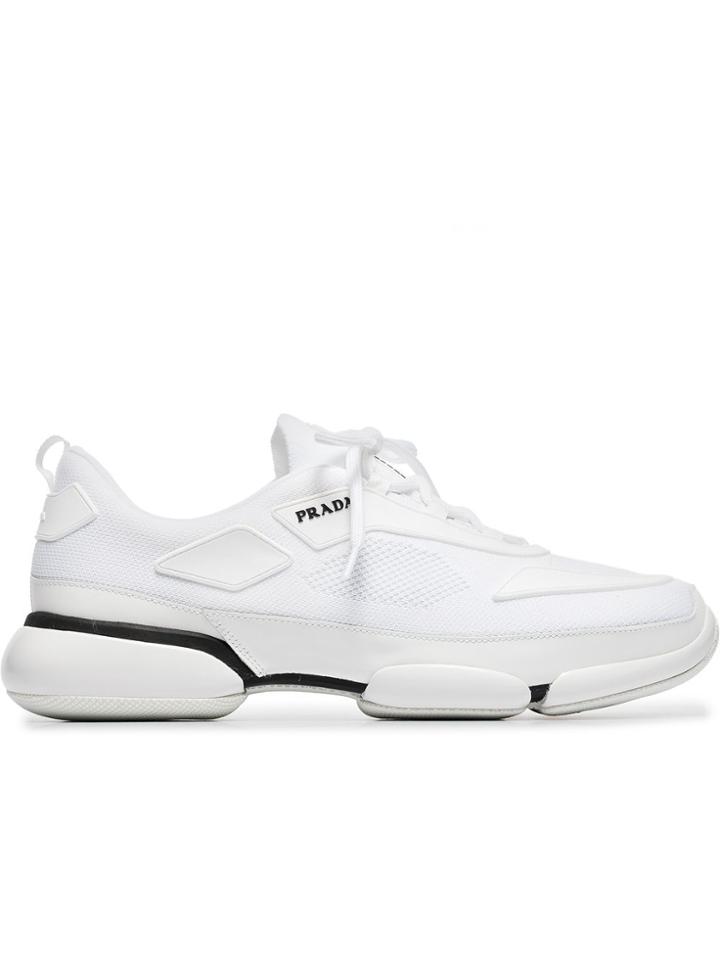 Prada White And Grey Cloudbust Leather Sneakers