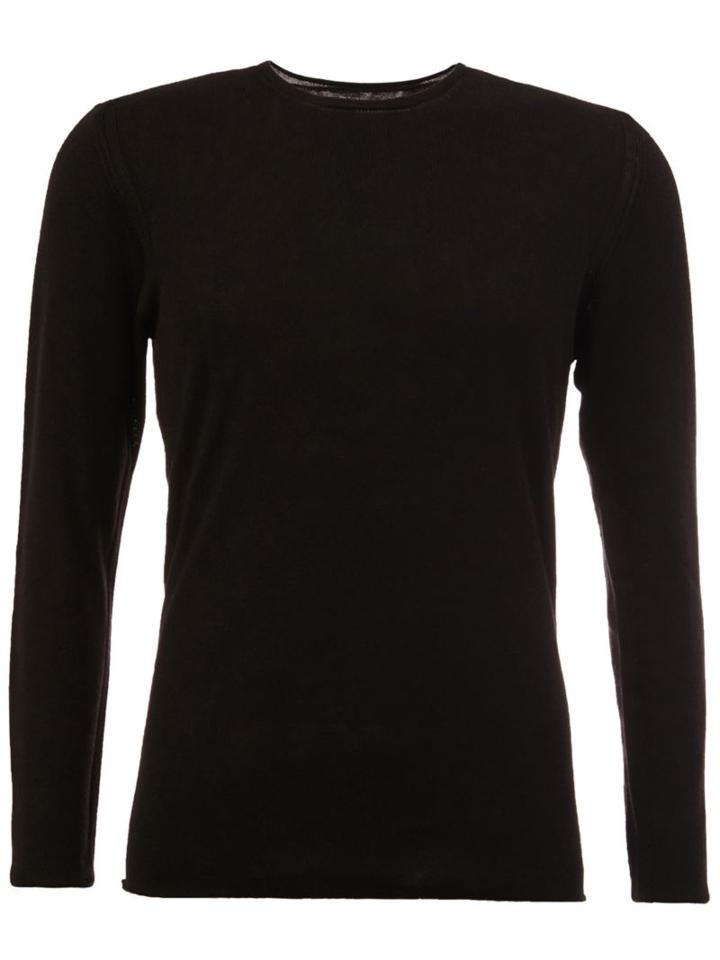 Label Under Construction Crew Neck Jumper, Men's, Size: 52, Black, Silk/cashmere