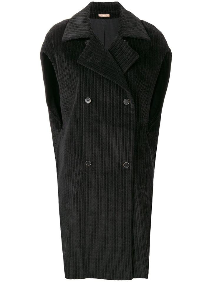 Nehera Double-breasted Sleeveless Coat - Black