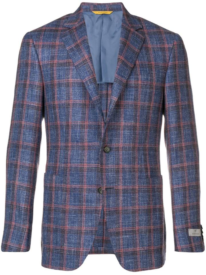 Canali Checked Single-breasted Blazer - Blue